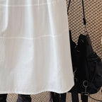 long skirt high waist elastic waist cotton a line midi skirt loose casual solid color skirt