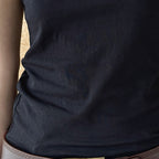 Sleeveless Cotton Blend Tank Top Ruffle Neck Slim Fit Soft Casual Basic Top