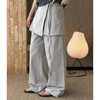 layered wrap pants high waist wide leg cotton loose trousers skirt overlay pants
