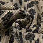 Retro contrasting leopard print loose jeans