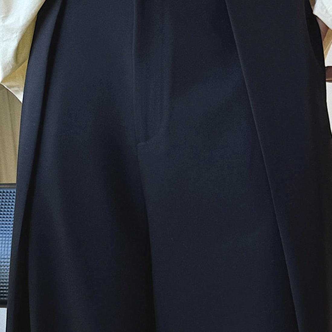 High waist loose fit structured wide leg pants