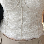 Lace cami top women slim fit corset style spaghetti strap sexy tank top