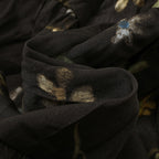 Retro elastic waist printed pleated A-line maxi skirt