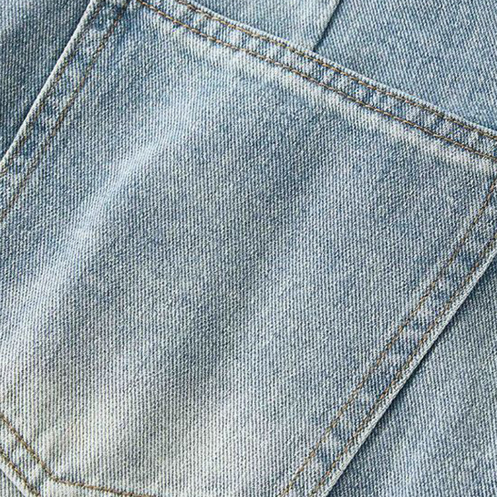 Summer new retro workwear patchwork wide leg jeans