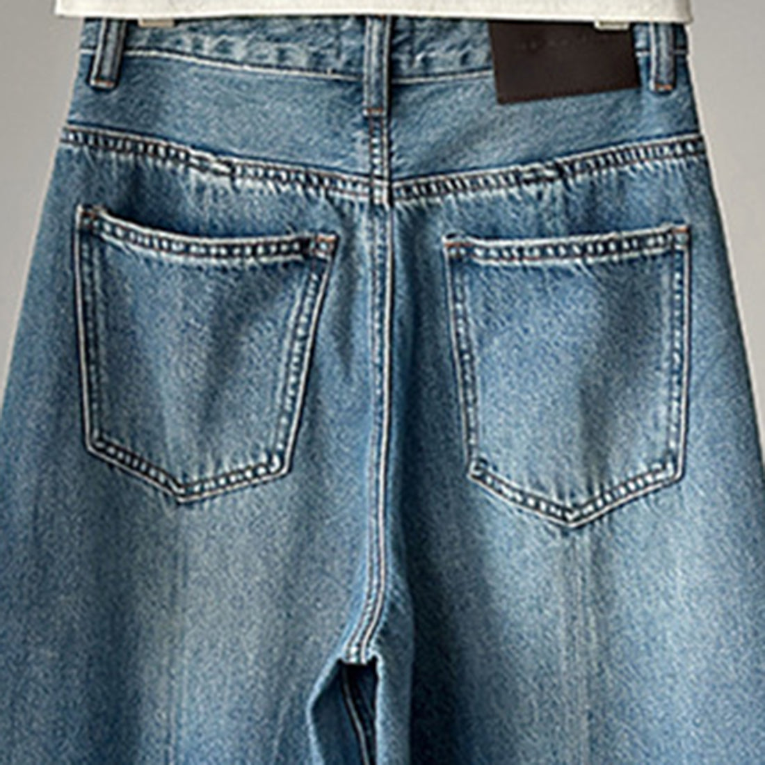 Wide leg jeans women high waist loose denim pants vintage wash trousers