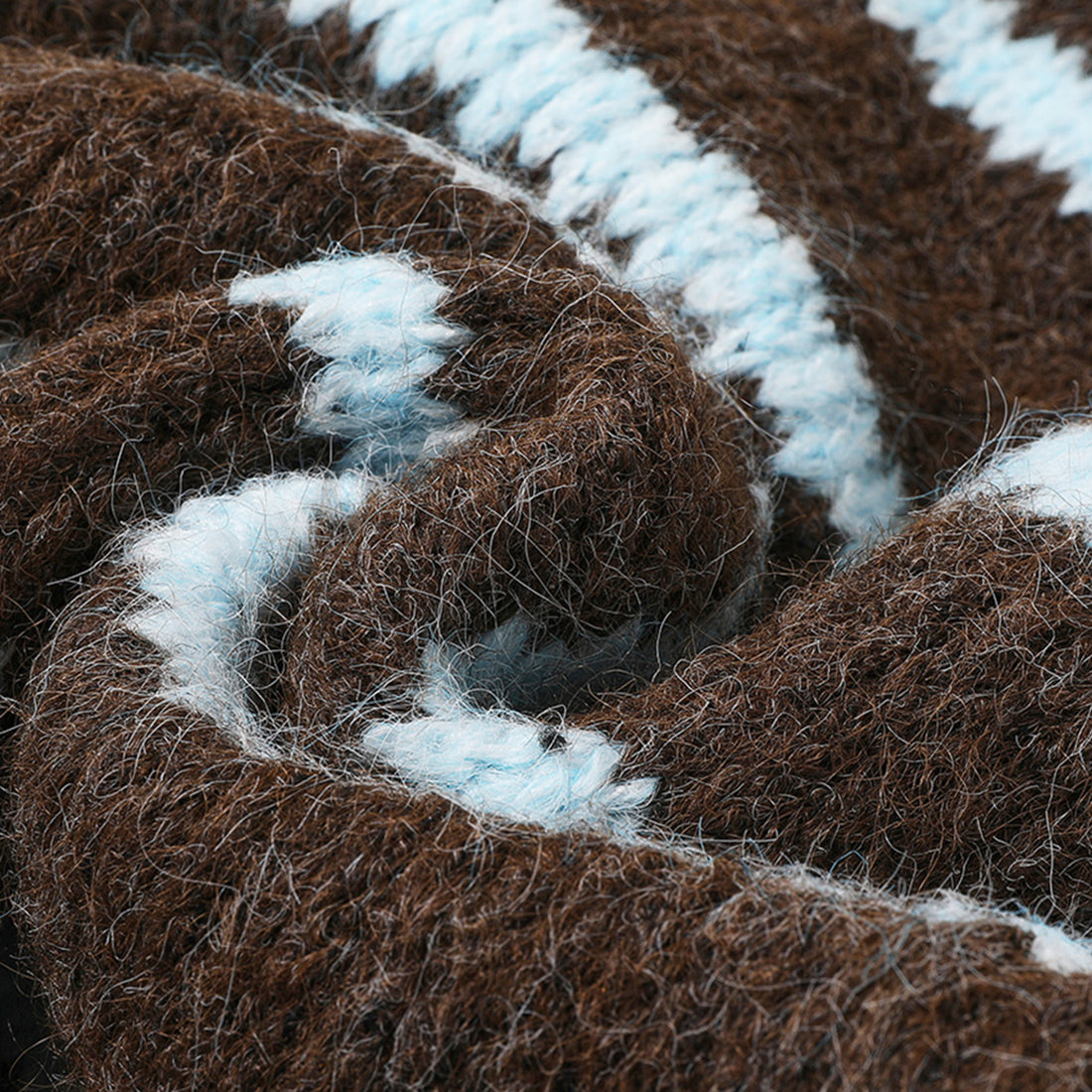 Retro striped horn button plush knitted cardigan top