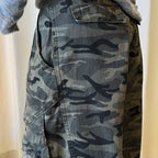 Pleated camouflage large pocket denim cargo pants
