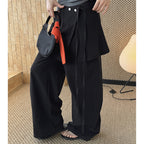 layered wrap pants high waist wide leg cotton loose trousers skirt overlay pants