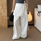 layered wrap pants high waist wide leg cotton loose trousers skirt overlay pants