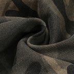 Pleated camouflage large pocket denim cargo pants