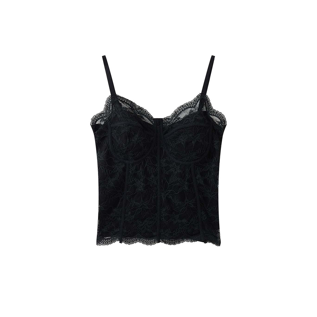 Lace cami top women slim fit corset style spaghetti strap sexy tank top