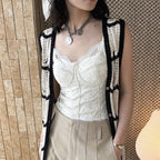Lace cami top women slim fit corset style spaghetti strap sexy tank top