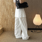 layered wrap pants high waist wide leg cotton loose trousers skirt overlay pants