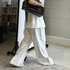 layered wrap pants high waist wide leg cotton loose trousers skirt overlay pants
