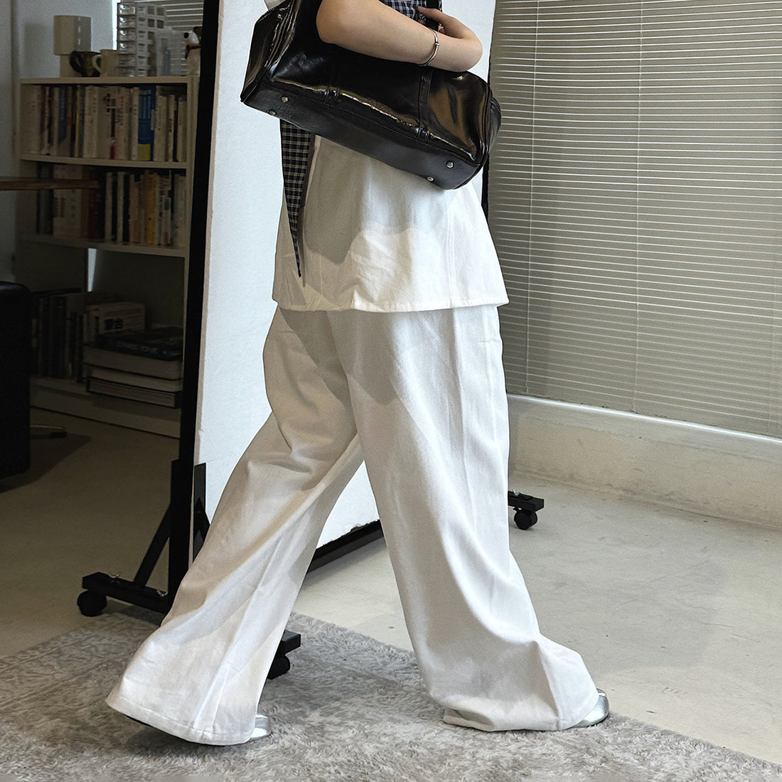 layered wrap pants high waist wide leg cotton loose trousers skirt overlay pants