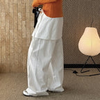 layered wrap pants high waist wide leg cotton loose trousers skirt overlay pants