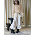 loose harem pants high waist lyocell wide leg pants draped casual baggy trousers