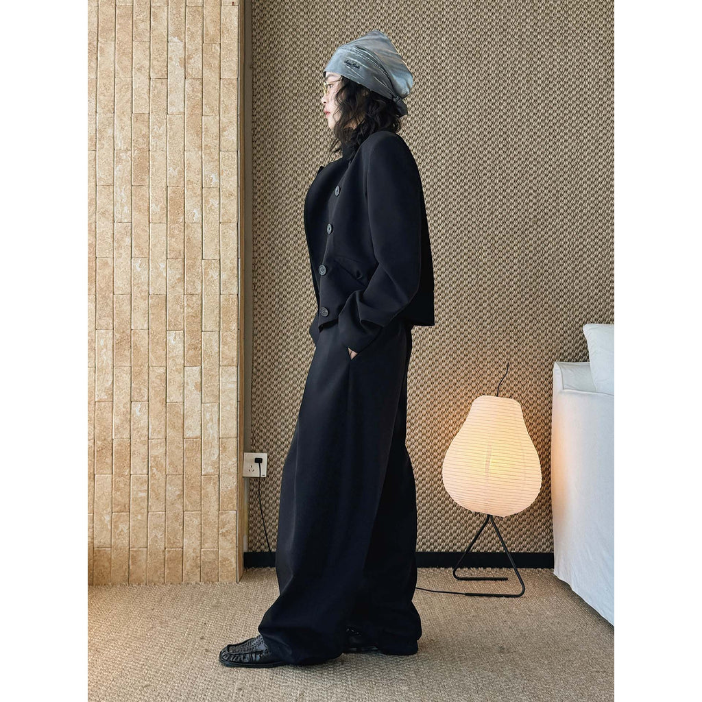 High waist loose fit structured wide leg pants