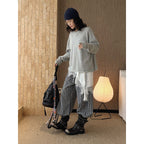 Loose fit round neck long sleeve sweatshirt top