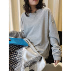 Loose fit round neck long sleeve sweatshirt top