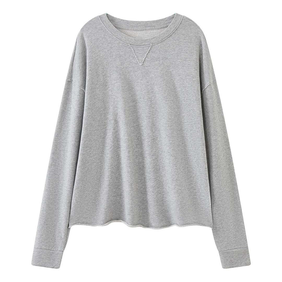 Loose fit round neck long sleeve sweatshirt top