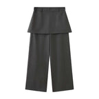 High-waisted Tencel cotton wide-leg pants in relaxed draped silhouette