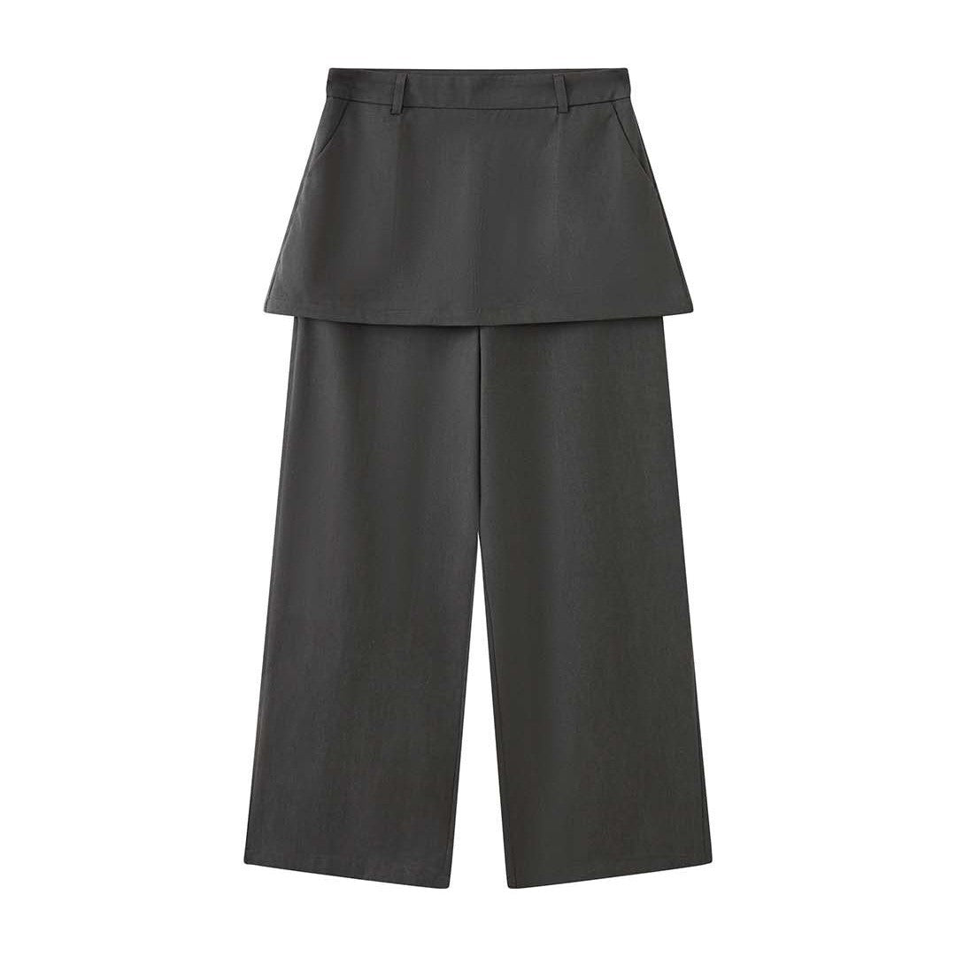 High-waisted Tencel cotton wide-leg pants in relaxed draped silhouette