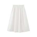 long skirt high waist elastic waist cotton a line midi skirt loose casual solid color skirt
