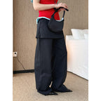 High-waisted Tencel cotton wide-leg pants in relaxed draped silhouette