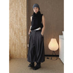 High waist pleated loose fit tapered cuff pants