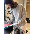 Loose fit round neck long sleeve sweatshirt top