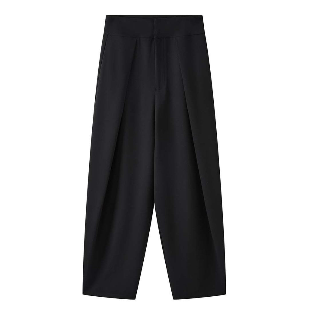 High waist loose fit structured wide leg pants