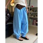 Loose fit high waist draped cuffed pants