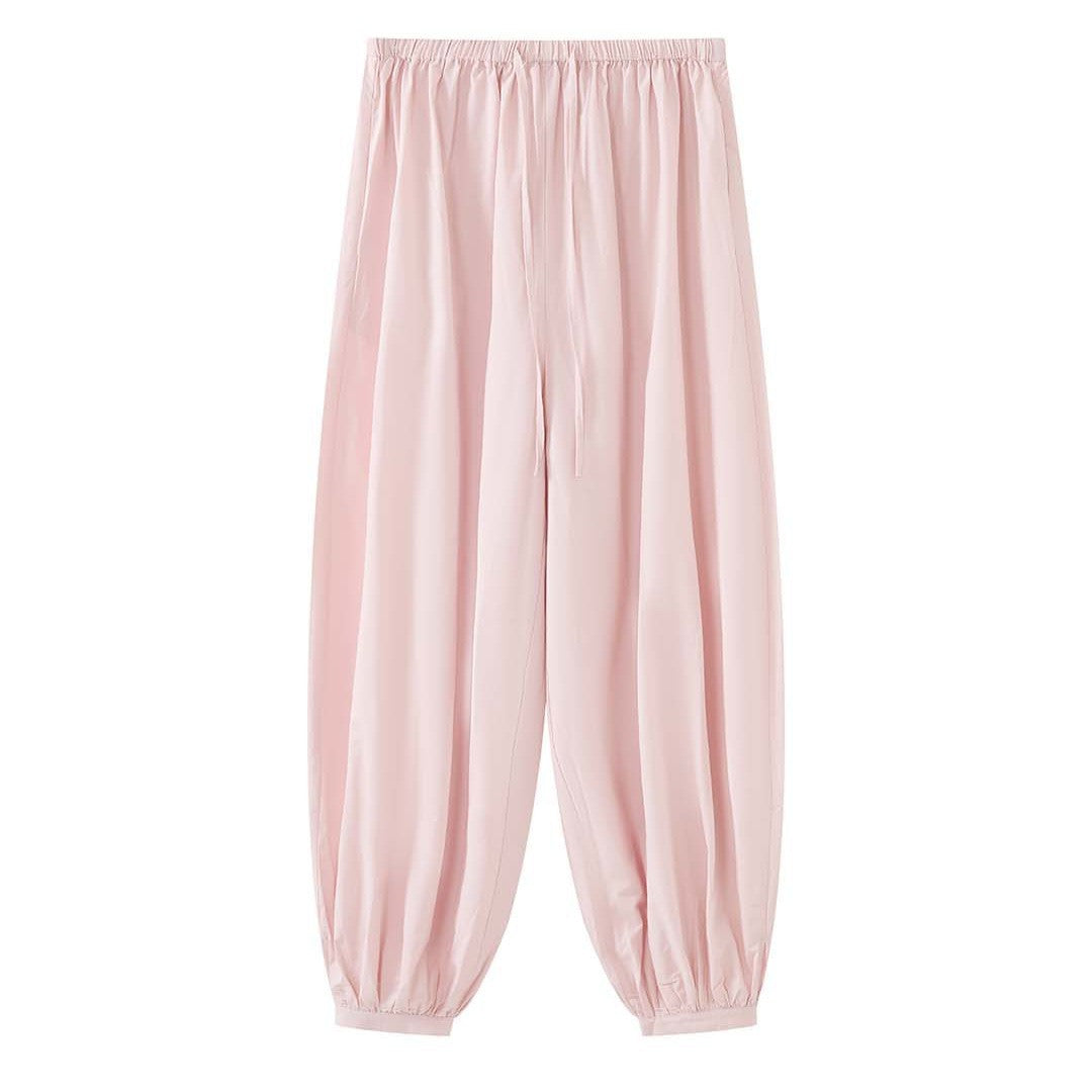 High waist cotton linen balloon pants loose casual wide leg trousers