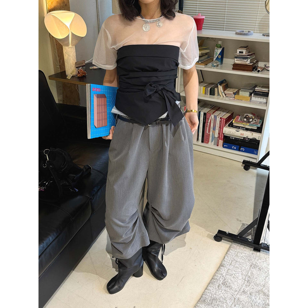 high waist wide leg pants lyocell cotton draped loose trousers casual pleated baggy pants