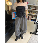 high waist wide leg pants lyocell cotton draped loose trousers casual pleated baggy pants