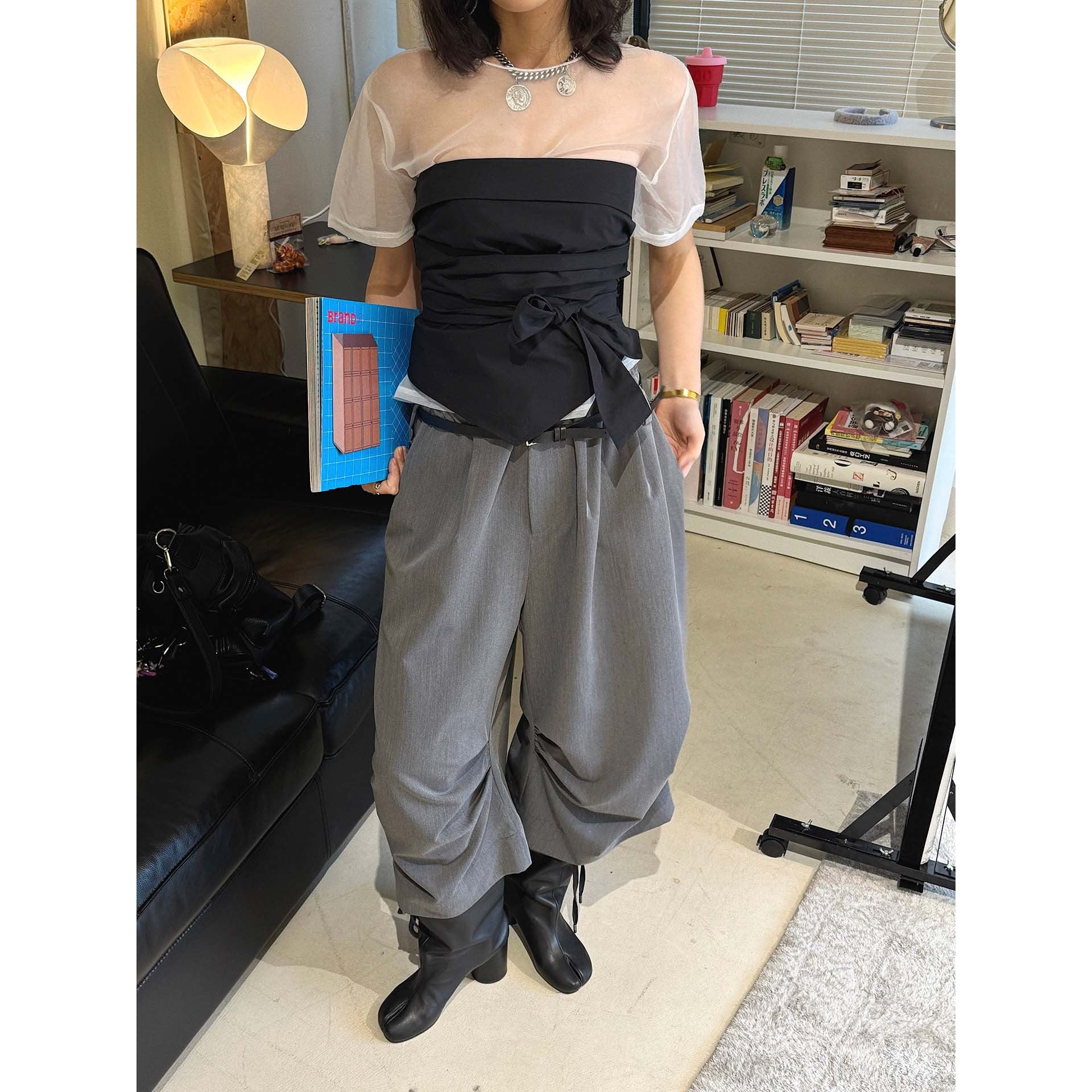 high waist wide leg pants lyocell cotton draped loose trousers casual pleated baggy pants