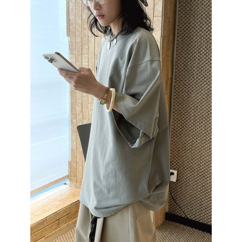 oversized t shirt cotton loose fit short sleeve crew neck casual basic tee top