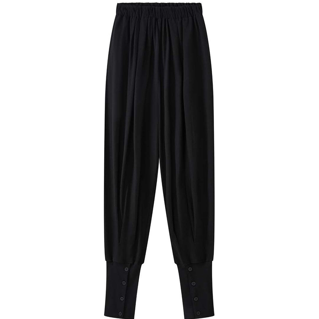 Loose fit high waist draped cuffed pants