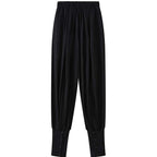 Loose fit high waist draped cuffed pants