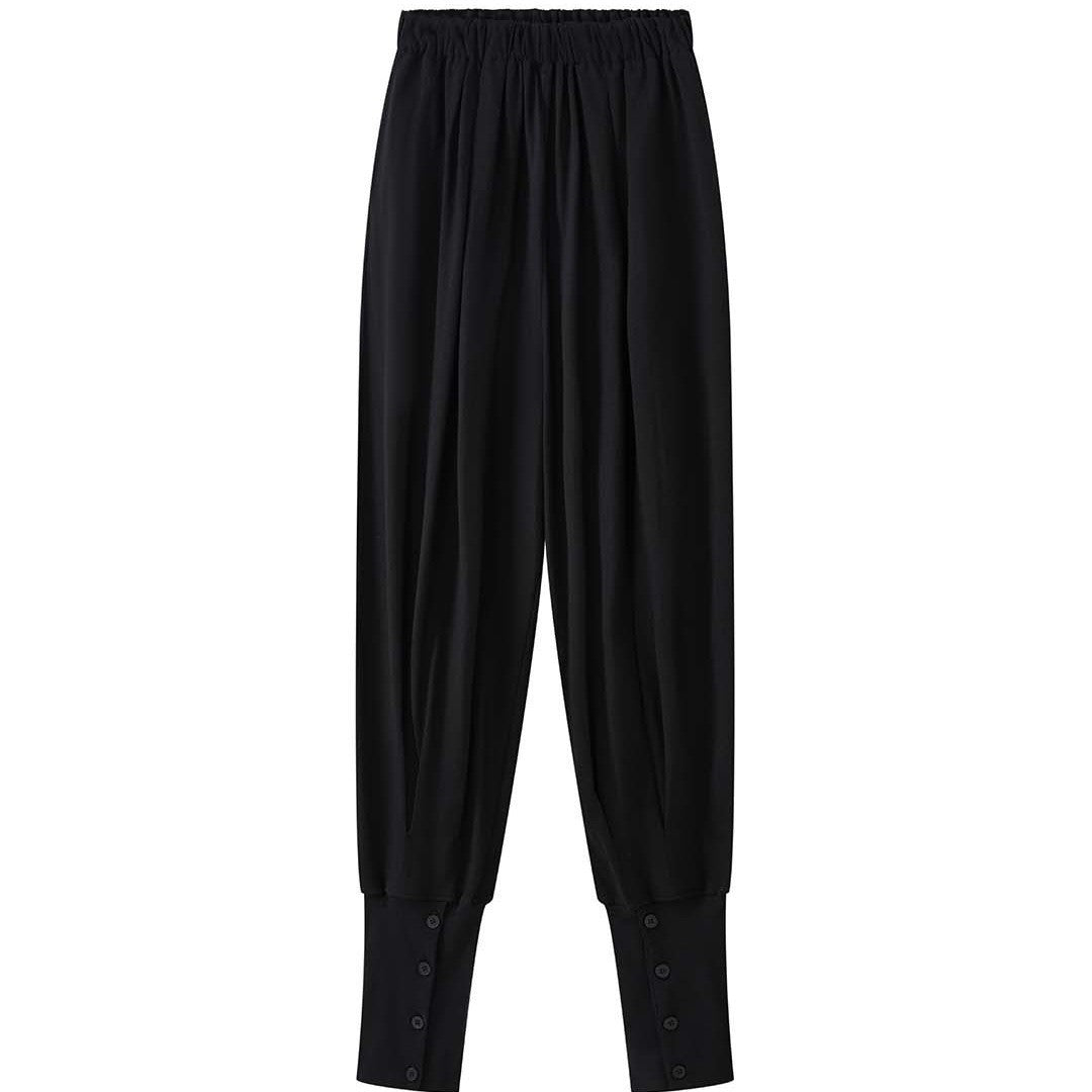 Loose fit high waist draped cuffed pants