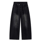 High waist washed wide leg jeans with vintage faded finish