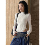 Slim fit stand collar zip long sleeve bodysuit