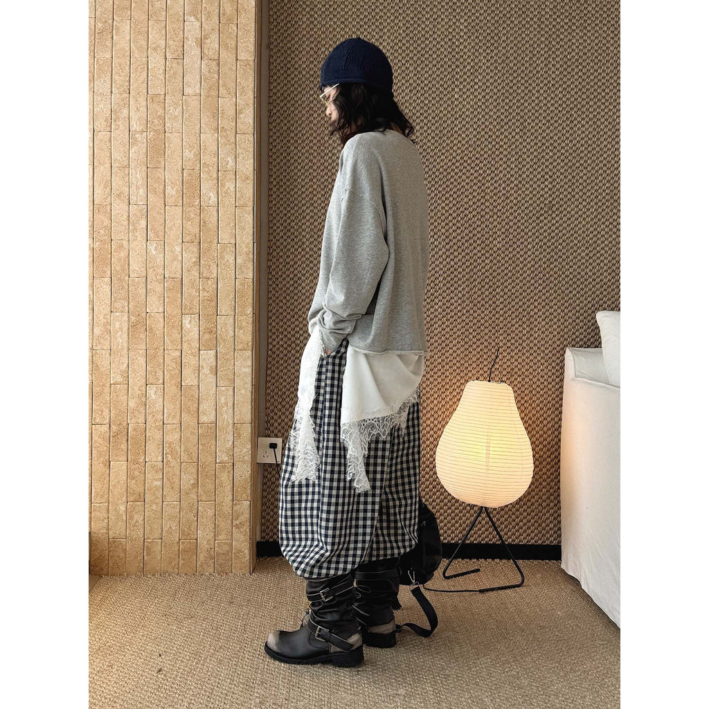 Loose fit round neck long sleeve sweatshirt top