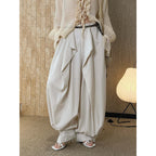 loose harem pants high waist lyocell wide leg pants draped casual baggy trousers