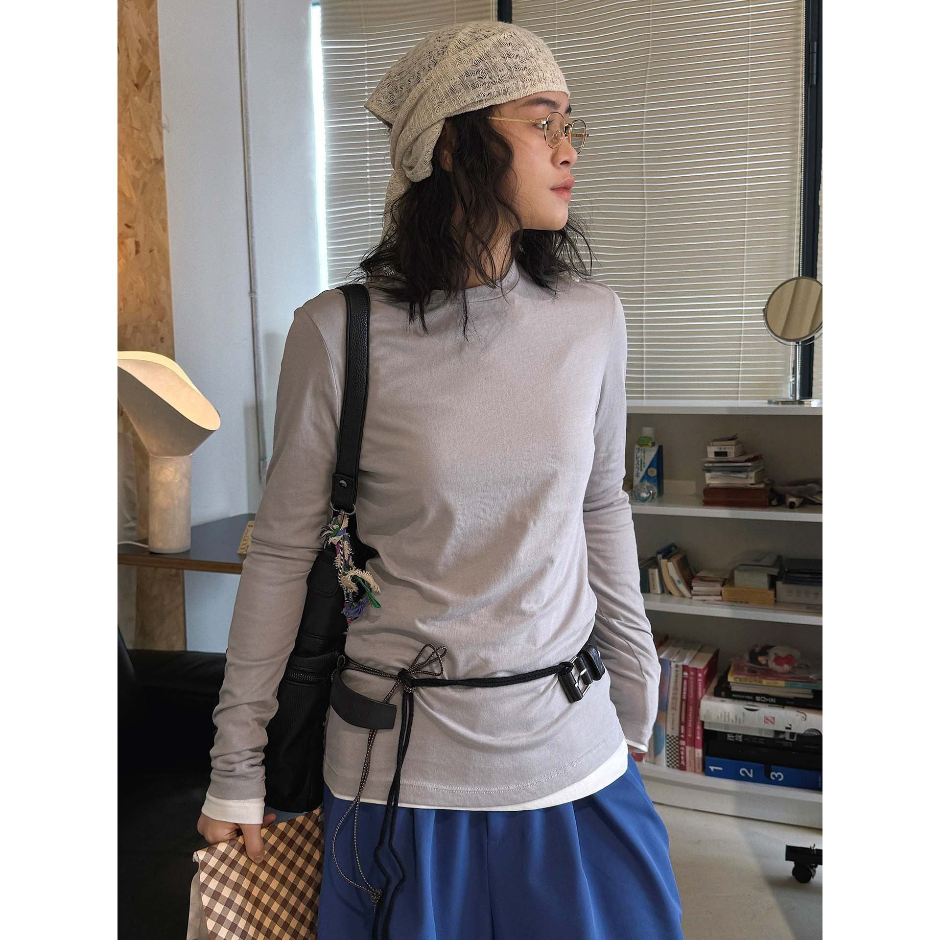 Slim fit round neck long sleeve base layer top