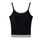 Layered slim fit tank top with stretch fabric and contrast trim