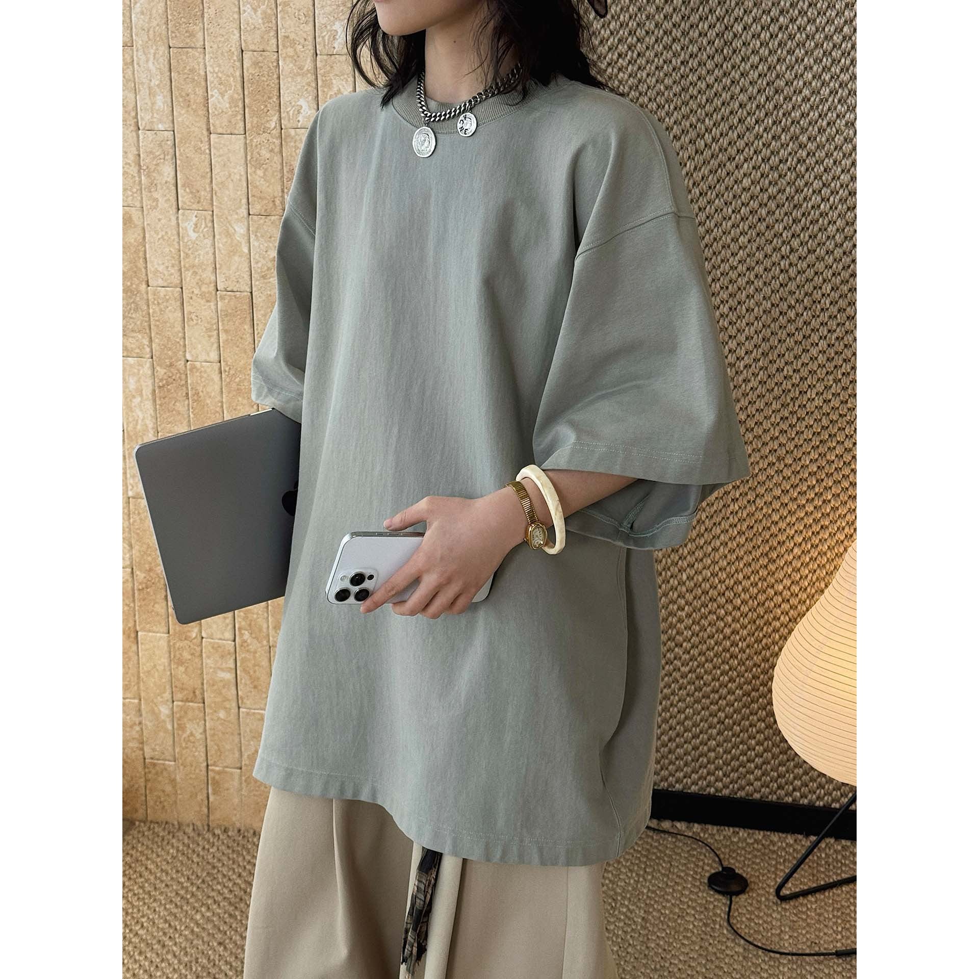oversized t shirt cotton loose fit short sleeve crew neck casual basic tee top