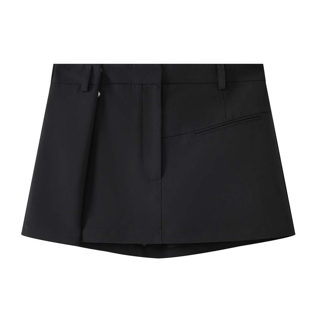 Structured high-waisted mini skirt with inner shorts lining