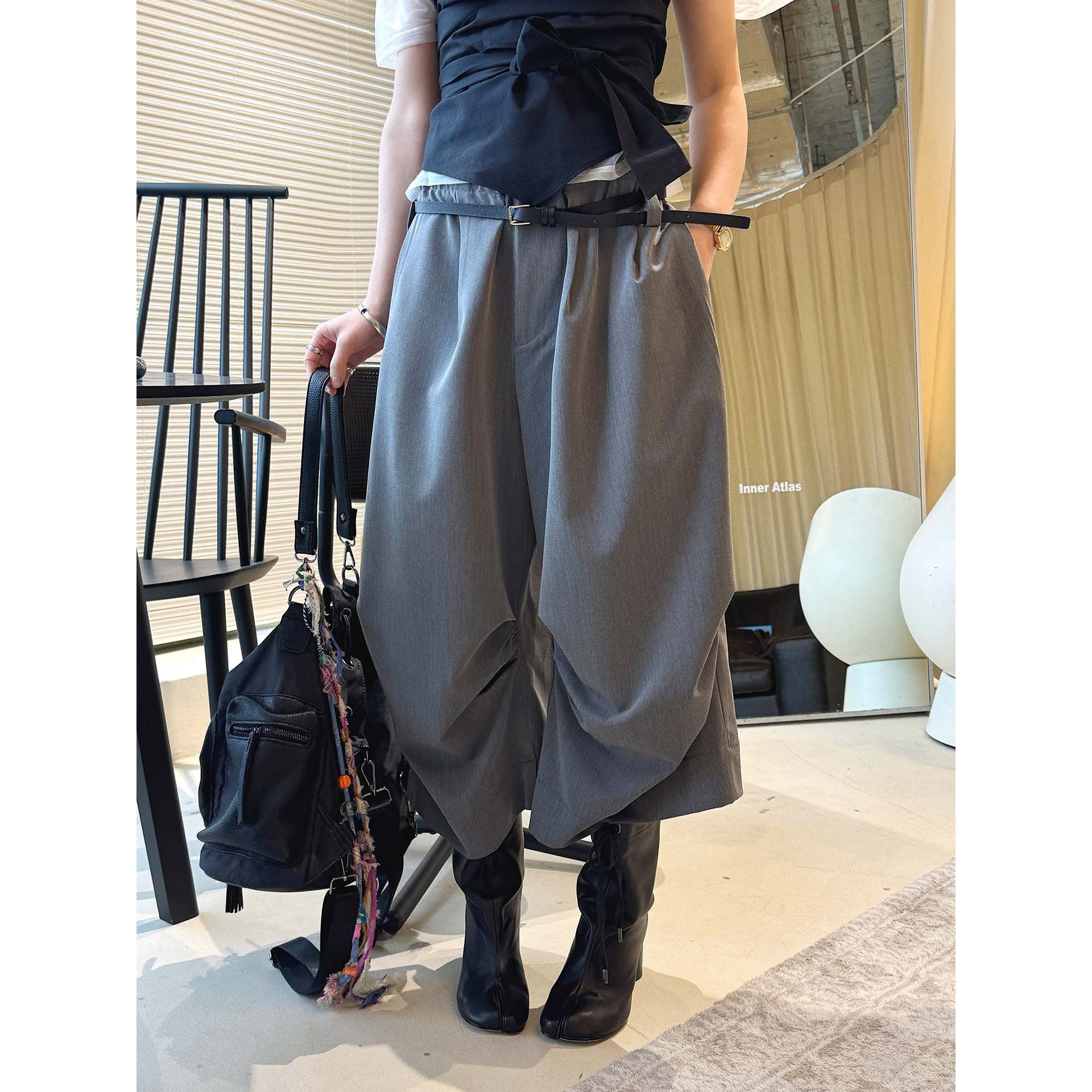 high waist wide leg pants lyocell cotton draped loose trousers casual pleated baggy pants